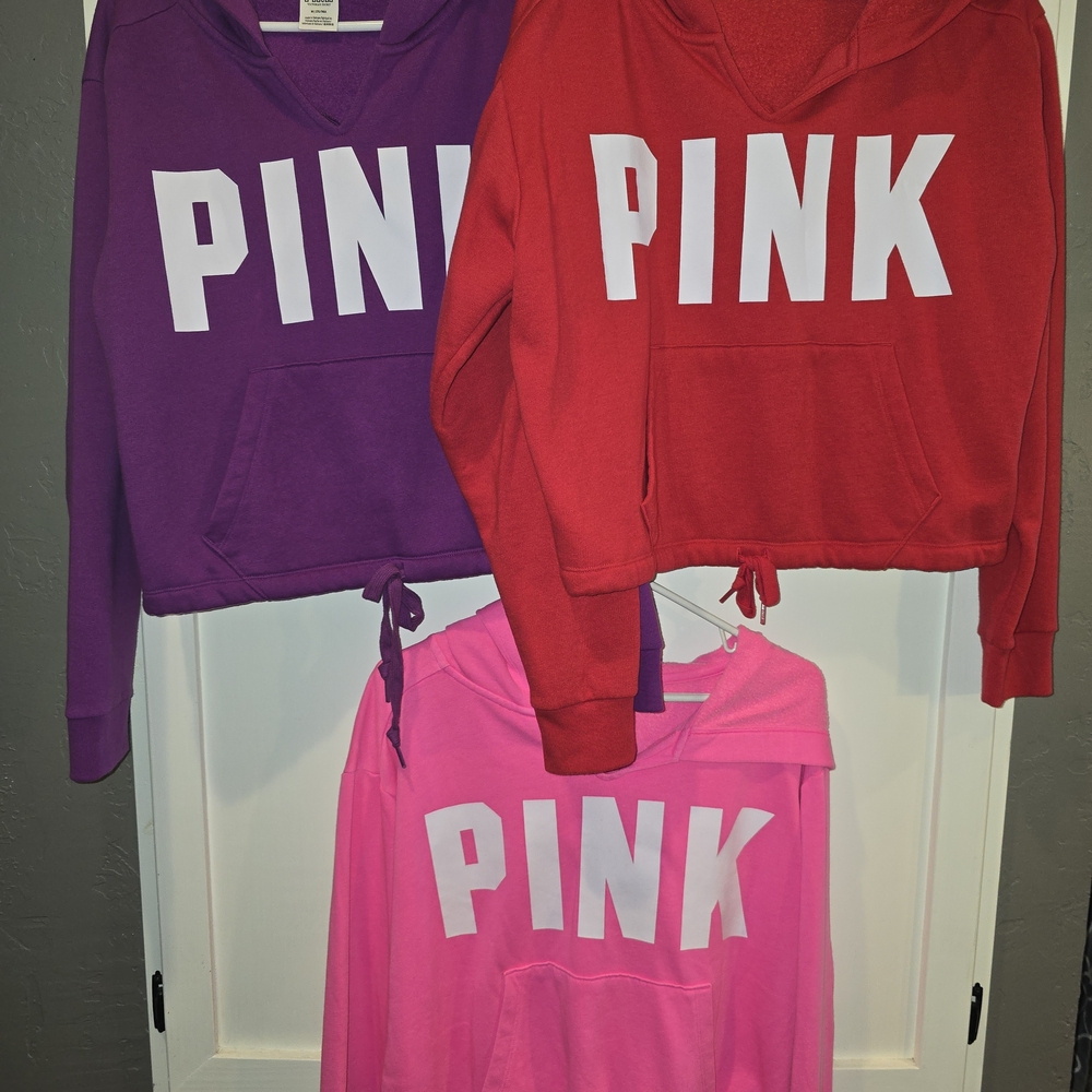 Victoria Secret PINK cropped Hoodies Lot Of 3